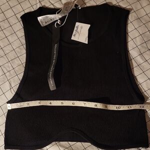 Zara Black Sleeveless Ribbed Crop Top